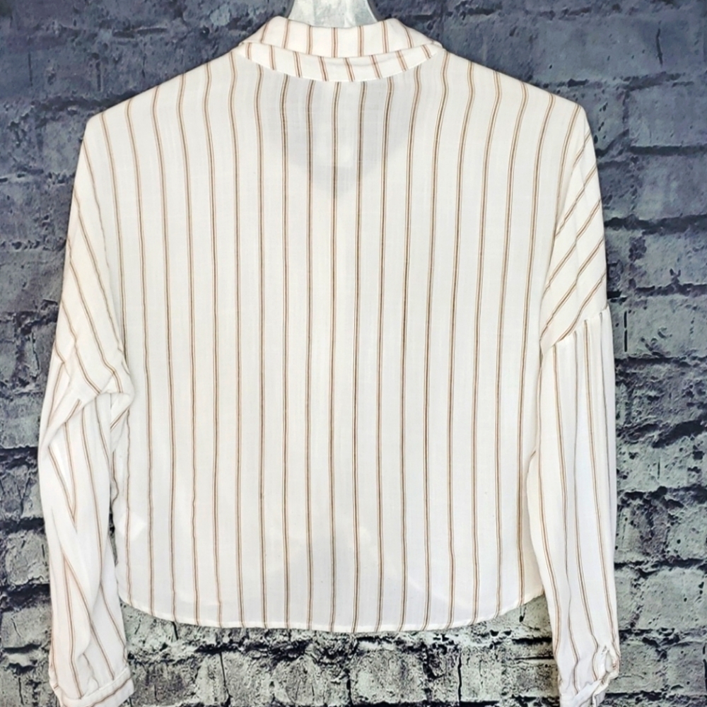 Sadie & Sage Twist Knot Button Stripped Shirt - image 5